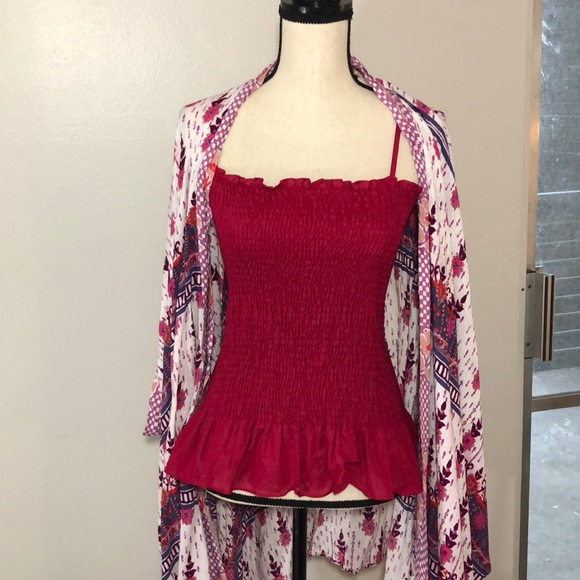 Anthropologie Tops - Anthropologie Maeve Pink Smocked Peplum Top